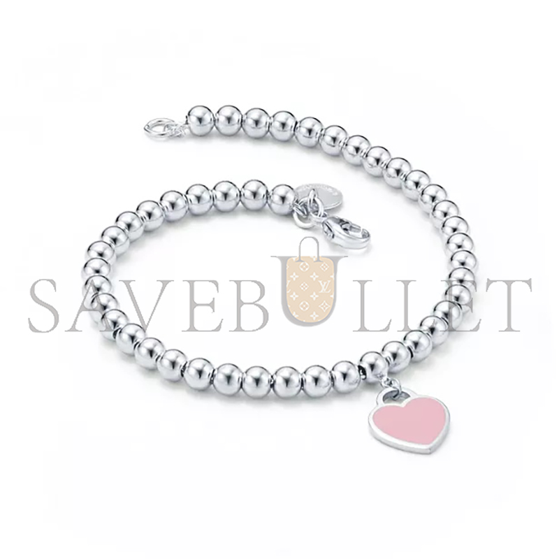 TIFFANY RETURN TO PINK HEART TAG BEAD BRACELET IN SILVER 4 MM 30978811